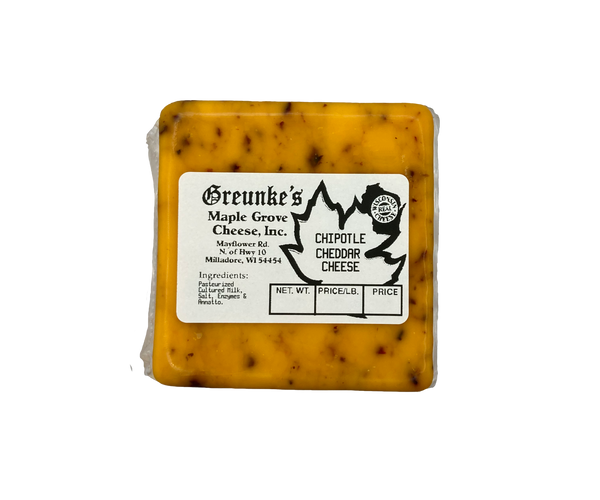 Chipotle Cheddar Cheese - Cheddar Cheese with chipotle peppers that is aged for 3-9 months.