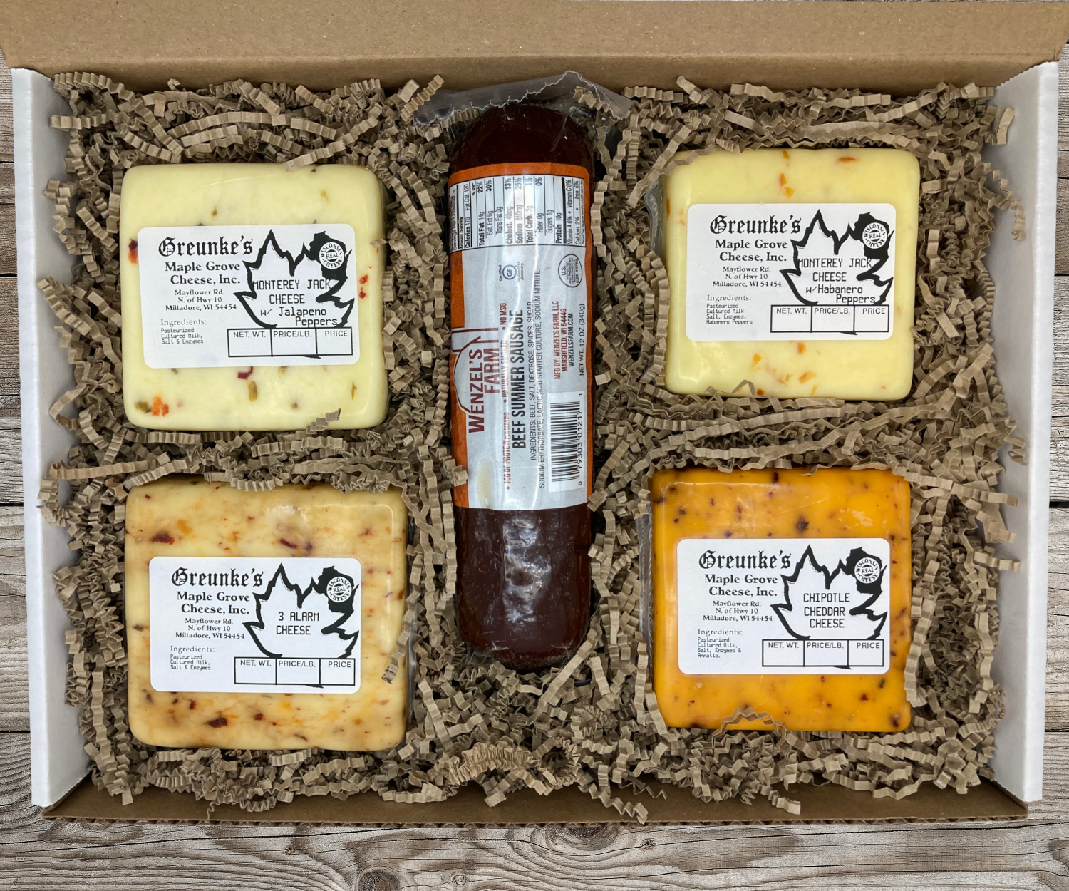 The Spicy - Cheese and Sausage Gift Box – Maple Grove Cheese, Inc.